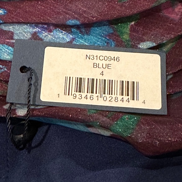 Marchesa Notte One Shoulder Colorblock Cocktail Dress In Blue - Picture 14 of 14